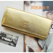 財利豐收* 黃金色 香檳金 真牛皮招財錢包 財運皮夾 女用長夾* 金色長夾 拉鍊暗袋錢包 真皮牛皮 財源滾滾好運來