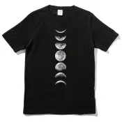 月相 短袖T恤 黑色 Moon Phases月光 月亮 銀河系 星星 地球 天文 攝影 極光 天文 太陽 行星