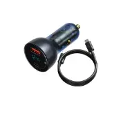 [小樹購] Baseus 倍思 酷顯 金屬數顯雙路QC+PPS快充車載充電器 C+U 65W 套裝 深空灰