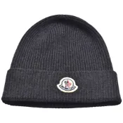 MONCLER 經典品牌LOGO針織羊毛帽(炭灰色)