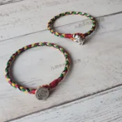 Pei accessories 佩配 五色線 五行手環 寶寶彌月禮 避邪手鍊 周歲禮 蠶絲蠟線 純銀手環 五行 五色