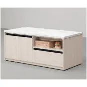 (店+)【專業傢俱】麥卡羅4.3尺白榆木仿石面大茶几(附收納椅凳x2)/咖啡桌/長桌/桌子/沙發茶几/全新