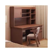 (店+)原木書桌書櫃一體式電腦桌 家用臥室多功能辦公桌組合