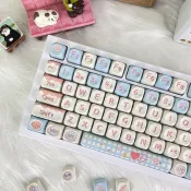 奶油糖果鍵帽可愛奶油蛋糕pbt五面熱昇華客製化鍵盤moa/原廠高度