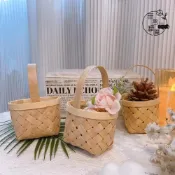 (店+)手工編織寬版小竹籃 禮品 籃子 婚禮小物 盒子 DIY 喜糖 多肉盆器 竹編 藤編 編織籃 手做乾燥花