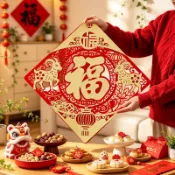 台灣出貨 福字門貼 植絨材質門貼 羊年門貼 新年立體福字貼自粘2027新款羊年入戶門貼紙生肖過年春節佈置裝飾cn