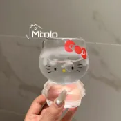kitty水杯🎀 hellokitty水杯家用喝水杯ins風小眾卡通玻璃杯高顔值牛奶果汁杯 凱蒂貓水杯 可愛水杯 透明杯