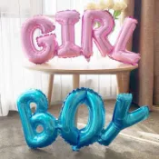 【現貨】連體BOY GIRL字母彩色鋁箔氣球 性別揭示 生日派對 生日氣球 生日佈置