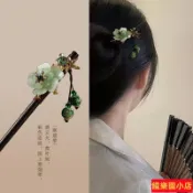 古風髮簪流蘇步搖木簪子女仿黑檀木頭飾盤髮漢服配飾古裝髮釵輓髮髮釵法簪韓國髮叉尺叉髮飾珠釵復古髮盤苗銀步搖1021
