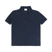 BURBERRY正面刺繡字母LOGO領口三鈕釦設計棉質短袖POLO衫(男款/海軍藍)