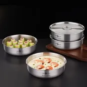 PUSH!餐具用品燉盅316不銹鋼18cm帶蓋蒸蛋碗水蒸雞蛋羹嬰兒輔食飯蒸飯蒸菜碗一入E206-1
