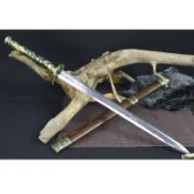 [龍泉劍莊]刀劍復古擺件 錳鋼鍛打八面 木鞘一體長款戰劍冷兵器未開刃