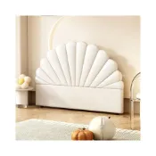 (店+)法式奶油風床架花瓣床頭靠背軟包簡約現代落地公主單獨榻榻米新款
