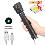 新款p90.2強光手電usb充電電量顯示p90變焦26650強光手電筒
