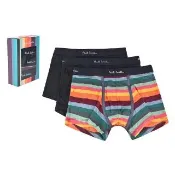 【Paul Smith】PAUL SMITH刺繡簽名白字LOGO棉質平角內褲三件盒裝(男款/黑x粗彩條紋)