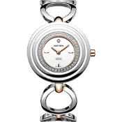 RHYTHM日本麗聲 同心圓晶鑽手鍊女錶-白x銀/34mm L1302S04 周年慶獻禮 送禮推薦
