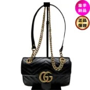 Gucci 446744 迷你衍縫 GG Marmont 包 黑色