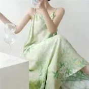 【韓國K.W.】韓國空運輕棉麻蕾絲柔紗高品質免穿搭洋裝(小香風/輕量涼感/洋裝/休閒/日系/通勤/渡假)