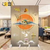 時尚家居 工廠直銷 【屏風裝飾阻斷 加贈底座】屏風隔間 優質雙面辦公室屏風隔斷折疊移動竹子麋鹿風水玄關客廳家用進門遮擋牆 超夯特惠/工廠現貨直銷 全館折扣 售後保障 s546
