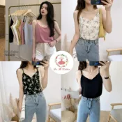 現貨 99元 小清新V領細肩帶造型背心#無袖背心#吊帶背心#女生背心#雪紡背心#小可愛#打底背心#碎花背心