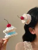 全球選品1館 生活百貨 甜甜紙杯蛋糕可愛櫻桃髮夾生日帽子頭飾Lolita小禮帽拍照氛圍感