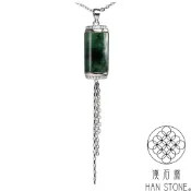 【漢石齋】天然翡翠A貨 桶珠鑲嵌設計吊墜 花青種(9*9*20mm)