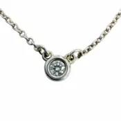 【DOKODEMO】全新☆TIFFANY&Co. Tiffany Elsa Peretti 鑽石項鍊，單鑽吊墜，AG925純銀，重1.5克，女士款，附贈盒子和防塵袋