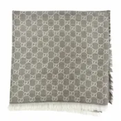 【DOKODEMO】全新未使用 △GUCCI 281942 羊毛真絲 GG 圖案流蘇大披肩/圍巾ブラウン140 x 140 厘米 意大利製造 正品 女士 帶包裝盒