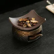 新款💟臺灣出貨💟陶瓷烤茶爐家用小型茶葉提香器茶道醒茶器烘茶炒茶器可用蠟燭炭燒 高溫耐燒烤茶爐 雙耳提香碟 燭台加熱器