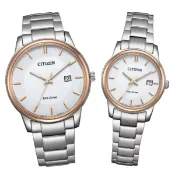 大高雄鐘錶城 CITIZEN 星辰 PAIR系列 BM6979-74A+EW2319-71A 光動能玫瑰金框情侶對錶 白面｜樂天領券現折★全館特惠中★指定刷卡回饋10%