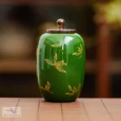 秋水蘭花茶葉罐 精品高檔陶瓷茶葉儲存罐空罐 防潮密封罐 小茶倉 單個裝