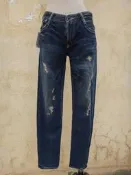 楹 ~ 全新 正品 BRAPPERS Boyfriend 刷破 窄管牛仔褲 size: 26