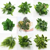 仿真植物葉材/綠色植物/風鈴草/馬蹄蓮/波士頓蕨草/尤加利葉/龜背葉/植物牆/背景牆/草牆裝飾/拍攝道具/仿真蕨類植物