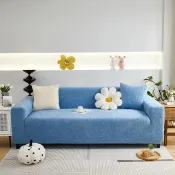 【好物良品】《二人座短毛保暖系列》立體提花彈力沙發罩140~170cm｜5色任選 贈抱枕套x1(沙發墊彈性沙發套)