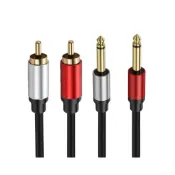 (店+)【econtrol 易控王】【易控王】0.3~5米 雙6.35mm單聲道轉雙RCA音源線 (30-189-01)