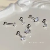 醫療鋼 鎖珠 轉珠單鑽耳環 不鏽鋼 Korea 適合配戴睡覺洗澡 抗敏 可下水 正韓 東大門 nyu 小香風 REINA
