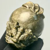 明明天然水晶｜精品墨西哥金曜石龍龜7.7公分｜金曜雕刻件 金沙黑曜石 金閃曜石 十勝石 招財化煞神獸 開運風水擺件