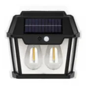 台灣發貨 雙燈 可換18650電池 黃光/太陽能感應燈 庭院燈 人體感應燈 感應夜燈 門口感應燈 COB感應壁燈