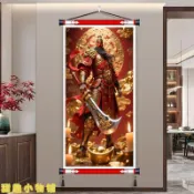 🔥台灣出貨🔥武財神關公掛畫招財旺宅卷軸畫裝飾畫客廳臥室書房無框牆面中 媽祖 關聖帝君 財神爺 文昌帝君 招財