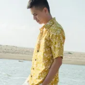 印度蓋染工藝純棉 男生襯衫 － 秋香黃