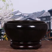 陶瓷烏金荷花缸 碗蓮睡蓮盆水培水缸 金魚龜缸園藝花插多肉盆