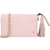 【TORY BURCH】Fleming 展示品 菱格車縫鍊帶肩背包-吸釦上點狀破皮(粉色 真皮 TB)