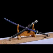 廠家批發[龍泉劍莊]刀劍 雙槽高錳鋼紋鋼烤藍 中式傳統繡春刀一體長刀