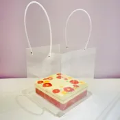 (店+)PP 手提蛋糕袋 透明袋 / 17cm 四方底 / 防水 禮品袋 塑膠袋 網美袋 透明袋 環保袋 飲料袋