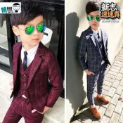 男童西裝三件套韓版新款童裝兒童小西裝套裝花童禮服主持人演出服