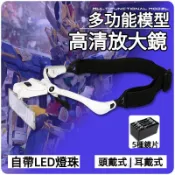特賣🔥【放大鏡】頭戴式 耳掛式放大鏡 多用途多功能模型零件放大鏡 掛耳式LED燈放大鏡 模型拼裝用 精準操作效率翻倍