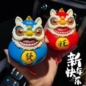 臺灣/✨擺件  /國潮醒獅祈福搖鈴舞獅中國風中國結新年祝福禮物玩具招財醒獅擺件