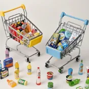🛒不鏽鋼仿真迷你購物車 兒童玩具超市小推車 娃娃屋家家酒玩具 商場購物車微縮模型 金屬手推車模型 桌面袖珍家居 兒童禮物