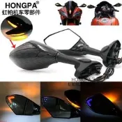 台灣現貨HONGPA機車改裝後視鏡 LED方向燈 信號燈 後照鏡 端子後照鏡 仿賽 轉向後照鏡 雷霆 勁戰 重機#