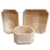 (店+)透明蓋八角盒-大號方形 (收納盒 透明蓋板 小木盒 置物盒 包裝盒 伴手禮盒 乾花盒 模型公仔 展示盒 空盒)